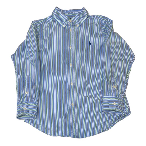 Polo Ralph Lauren Other - Polo Ralph Lauren Button-Down Dress Shirt Boys Sz 6 Vertical Stripes Blue Green